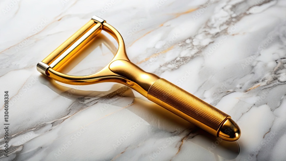 Double Exposure: Golden Peeler on Marble, Diagonal Lines, Natural Organic Style Double Exposure: Golden Peeler on Marble, Diagonal Lines, Natural Organic Style