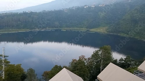 Wonosobo, Indonesia - 11 February 2025: Telaga Menjer is a lake located in Maron, Garung, Wonosobo. This lake is used as a natural tourist attraction 