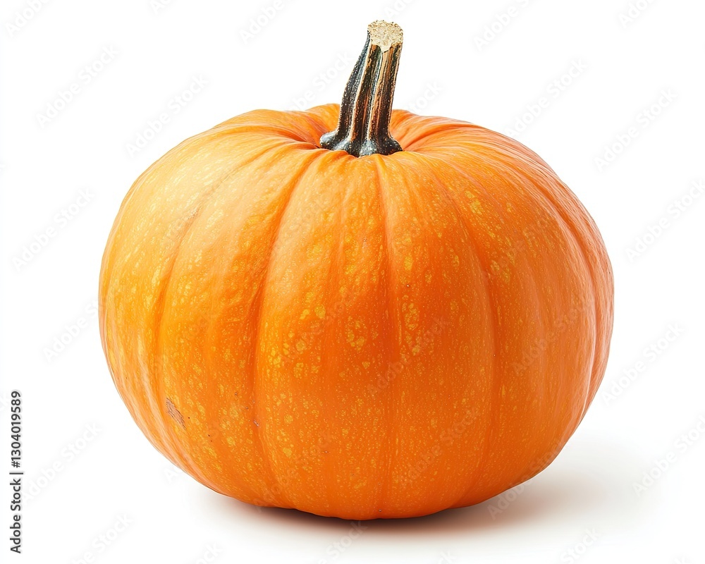 Pumpkin Isolated on White Background with Clipping Path, Autumn Harvest Concept