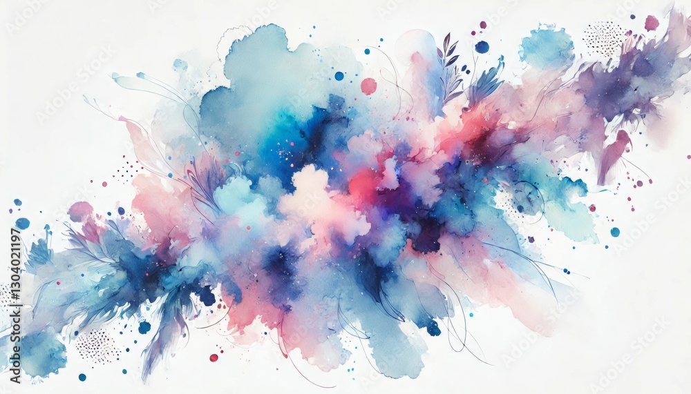 Fototapeta premium A watercolor abstract background with vibrant splashes of blue, pink, and purple blue