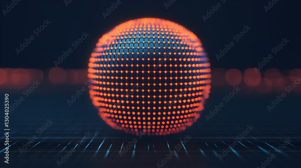 Dynamic close-up of 3d sphere animation in a futuristic virtual environment Dynamic close-up of 3d sphere animation in a futuristic virtual environment