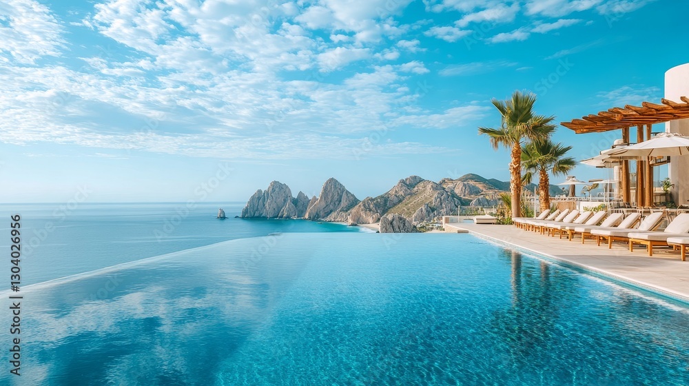 Fototapeta premium Luxury infinity pool with breathtaking ocean views