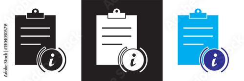 Icons related to information.  Isolated on white and black background. Vector illustration. EPS 10