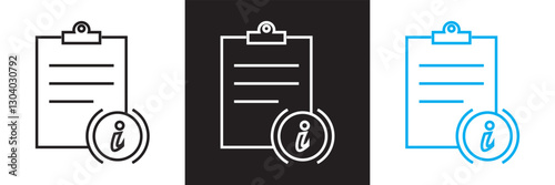 Icons related to information.  Isolated on white and black background. Vector illustration. EPS 10