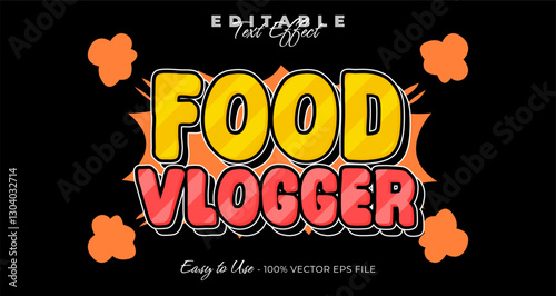 food vlogger editable text effect, retro text style