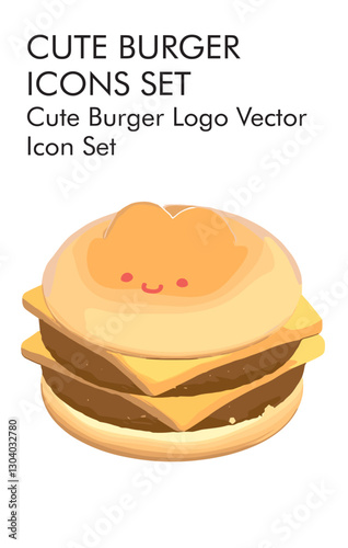 Cute burger logo ector icon set 