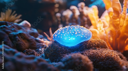 Glowing Blue Marine Organism in Soft Focus, Exploring Ocean Mysteries and Marine Biology Wonders
