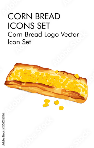 Corn bread logo vector icon set 