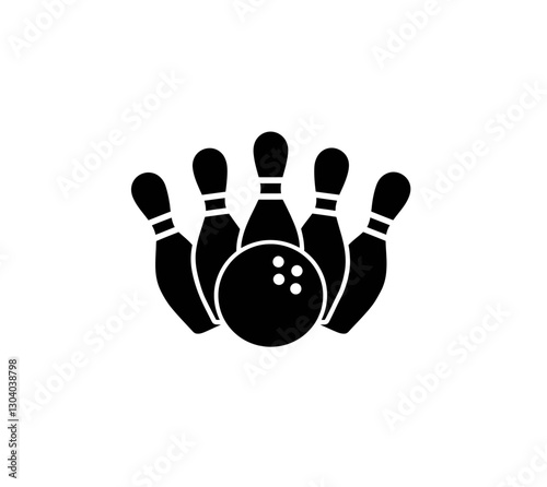 Bowling icon vector in black color with white background