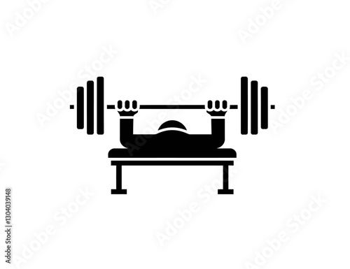 Man doing barbell Bench press icon vector in black color with white background