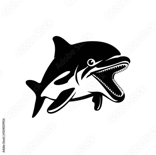 Dolphin fish icon vector in black color with white background