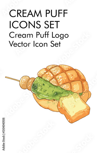 Cream puff logo vector icon set 