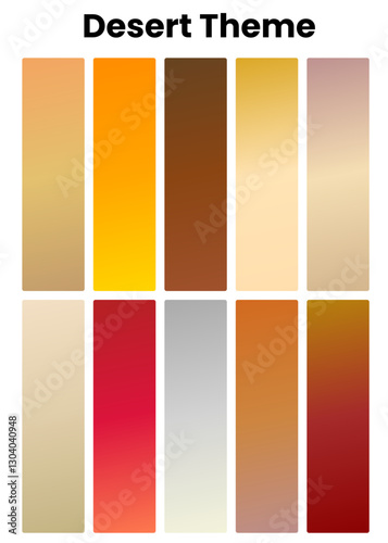 Desert Sands Warm Sunset Tones Rocky Terrain Arid Landscape Sunburnt Earth Dry Dunes Fiery Sky Heatwaves Sahara Canyon Warmth Gradient set of different vibrant colorful colors