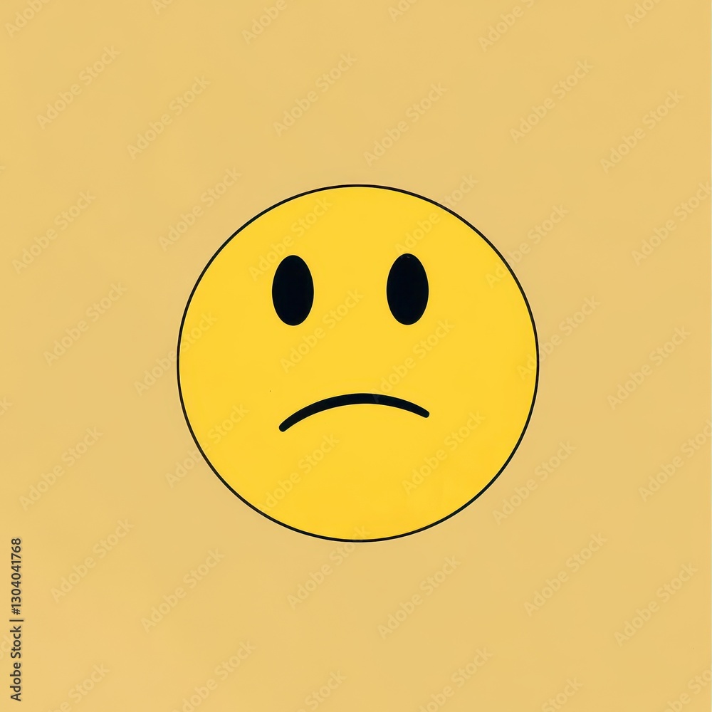 Fototapeta premium A simple cartoon showing a yellow circle with a frown on it