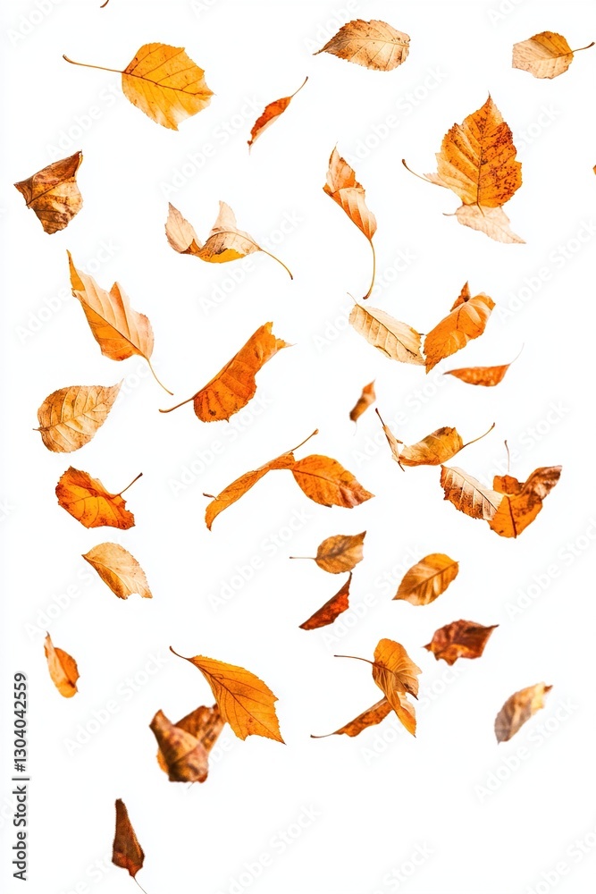 Fototapeta premium Falling Autumn Leaves on White Background