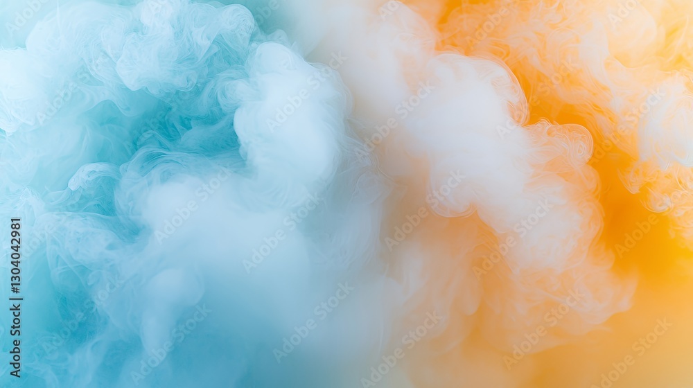 Naklejka premium Abstract Blue and Orange Swirling Clouds Texture Background