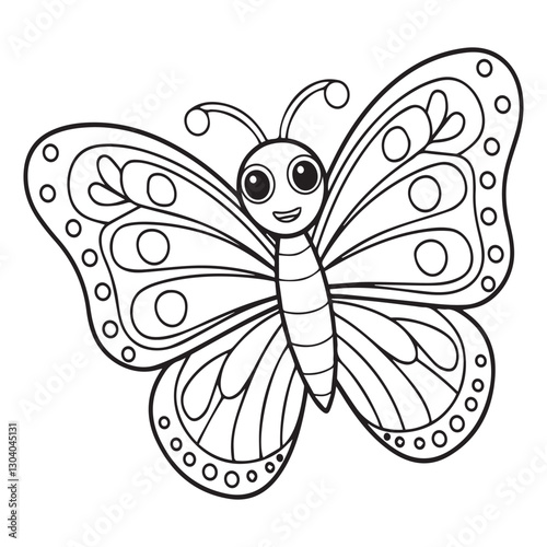 Butterfly Coloring Page Isolated for Kids
