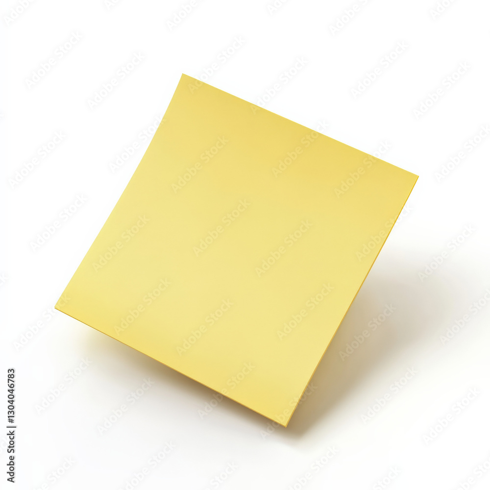 A realistic 3D render of a single yellow sticky note A realistic 3D render of a single yellow sticky note