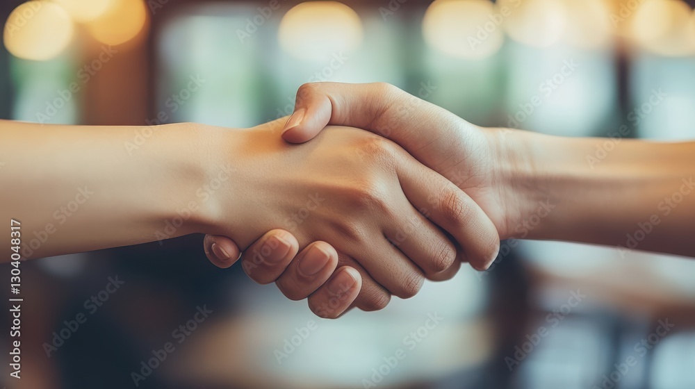 Professional placement concept, handshake between two employers and young Asian woman in modern office, career opportunity. Professional placement concept, handshake between two employers and young Asian woman in modern office, career opportunity.