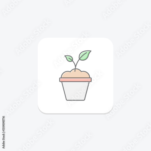Plants lineal color icon, vector, pixel perfect, illustrator file