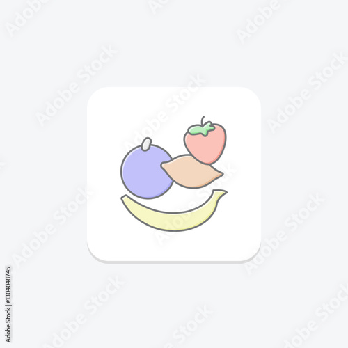 Fruits lineal color icon, vector, pixel perfect, illustrator file