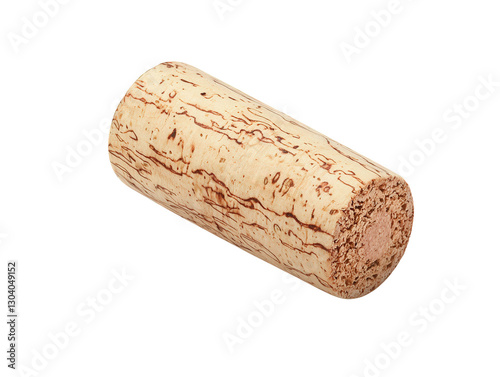 A cylindrical cork with a textured surface, showcasing natural patterns and colors, Transparent background.