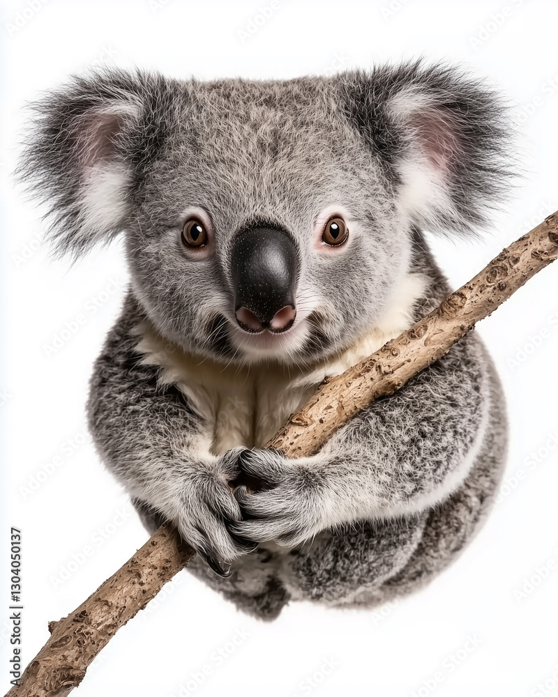 Fototapeta premium Mammal Holding Stick Isolated on White Background 
