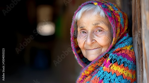 Radiant Elderly Mediterranean Woman with a Teasing Smile Exuding Playfulness and Charm   A close up portrait of an older woman with vibrant weathered features and a warm
