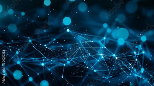 Abstract visualization of interconnected lines and dots in blue tones, creating sense of depth and technology