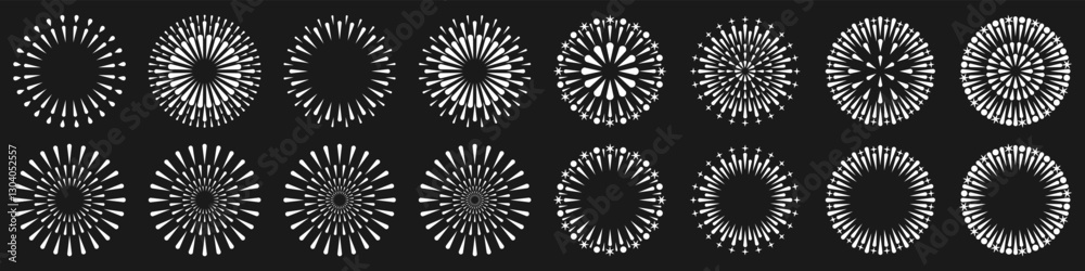 Fototapeta premium Set of creative fireworks explosion design vectors, ornament fireworks colorful design vector.