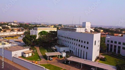 Courtyard of the US embassy in Abuja, the capital city of Nigeria, Africa