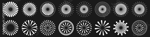 Set of creative fireworks explosion design vectors, ornament fireworks colorful design vector.