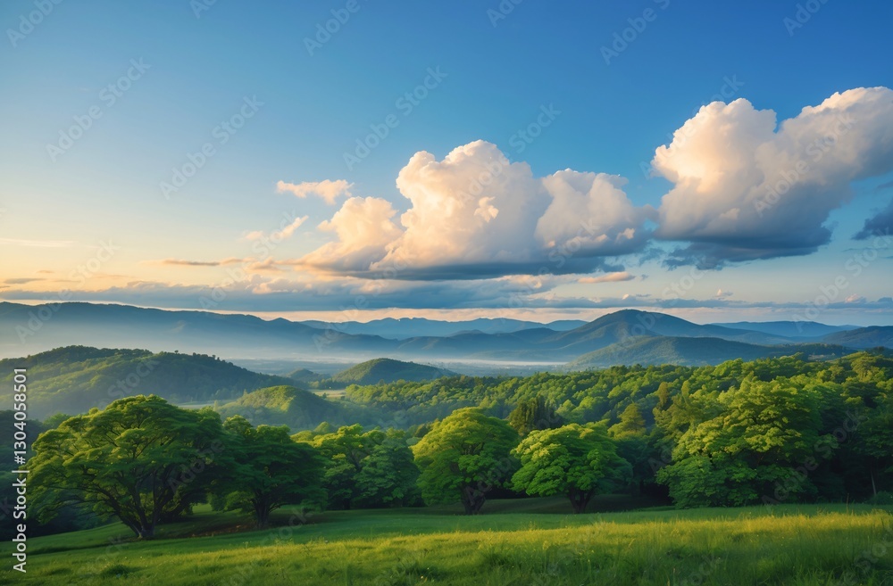 Fototapeta premium Scenic View of Rolling Hills Under a Picturesque Sky