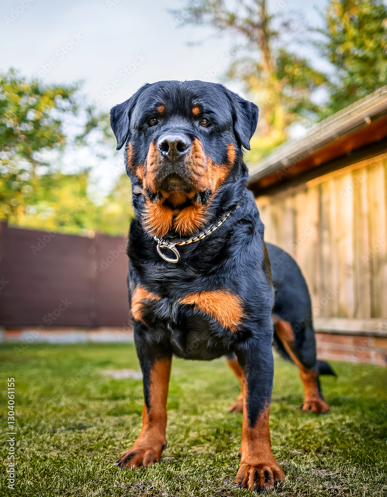 powerful Rottweiler with a black and tan coat powerful Rottweiler with a black and tan coat