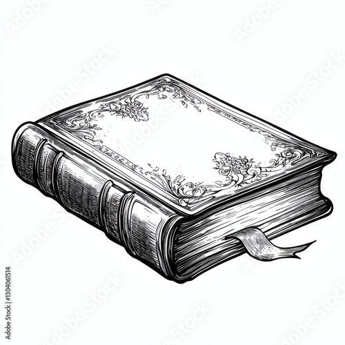  Hand drawn vintage engraving style book