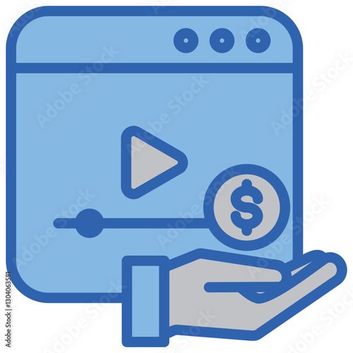 Monetization Blue White Icon