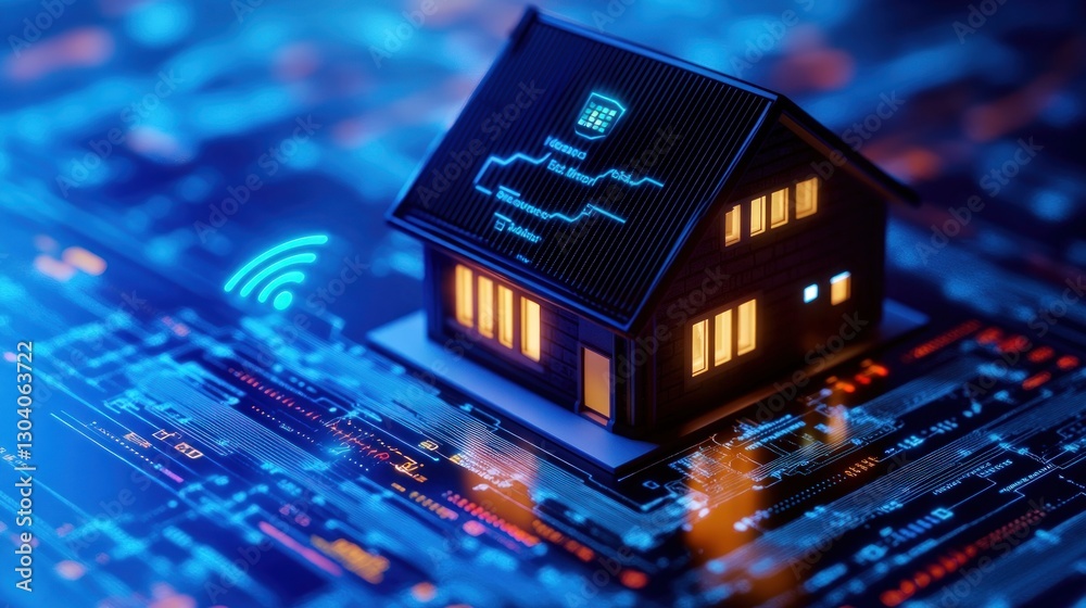 Obraz premium Smart home on a circuit board