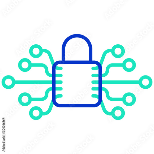 lock bitcoin outline dual color icon