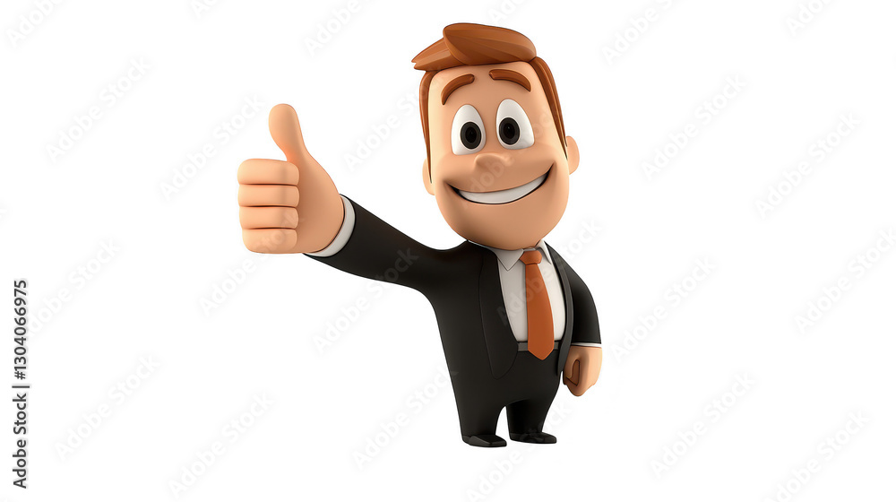 Cheerful cartoon character gives thumbs up, a symbol of positivity and approval Cheerful cartoon character gives thumbs up, a symbol of positivity and approval