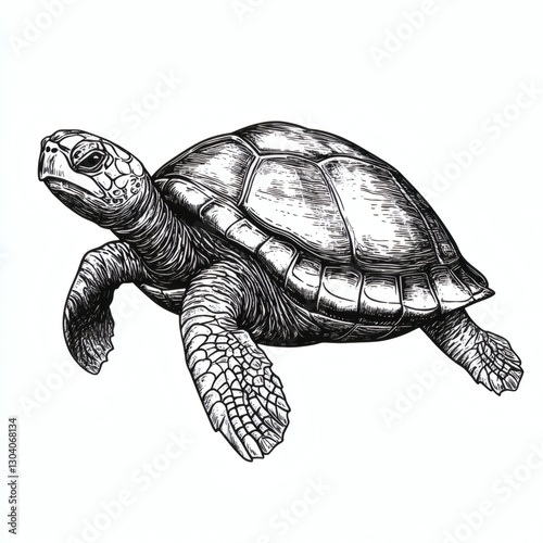 Turtle in engraving style