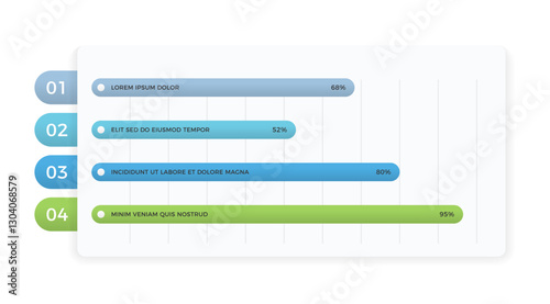 Horizontal bar chart with four elements, infographic template, vector eps10 illustration