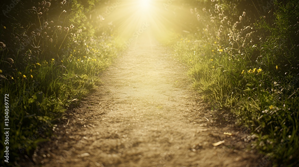 Obraz premium Golden Path Through Summer Woods