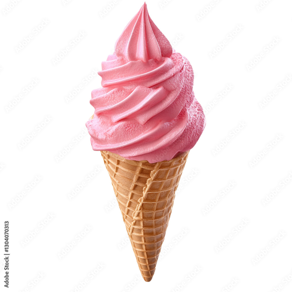 Ice cream cone with pink ice cream, isolated on a transparent background Ice cream cone with pink ice cream, isolated on a transparent background