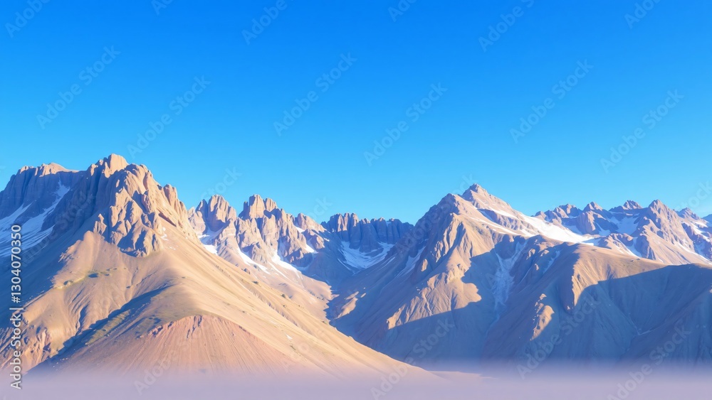 Fototapeta premium Majestic Mountain Range at Sunrise, Hazy Valley Landscape
