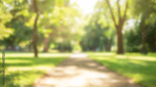 Fototapeta Naklejka Na Ścianę i Meble -  Nature city park garden blur bokeh background. AI Generated Images