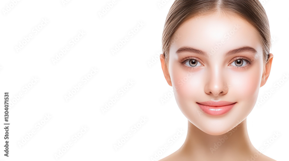 Striking portrait, woman with white makeup and brown hair creates a captivating visual contrast Striking portrait, woman with white makeup and brown hair creates a captivating visual contrast