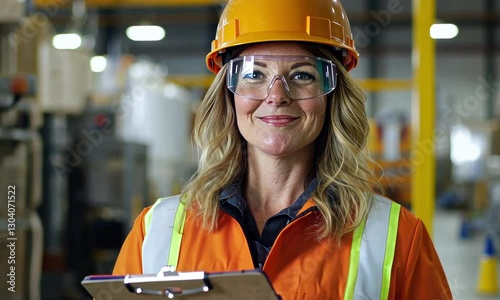 Confident Female Engineer in a Factory