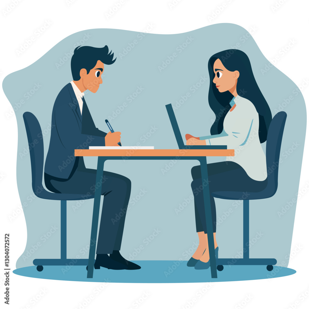 Men and women working together on laptop in office Men and women working together on laptop in office