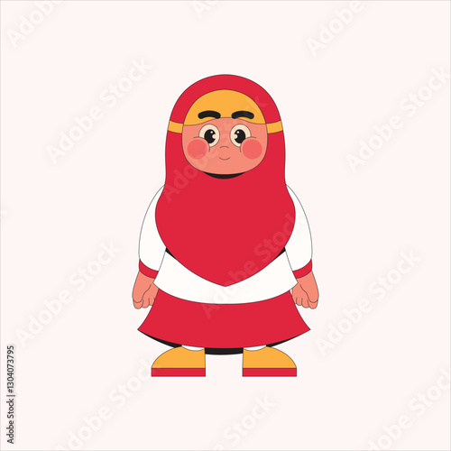 Muslim Girl Student Cartoon Character Illustration