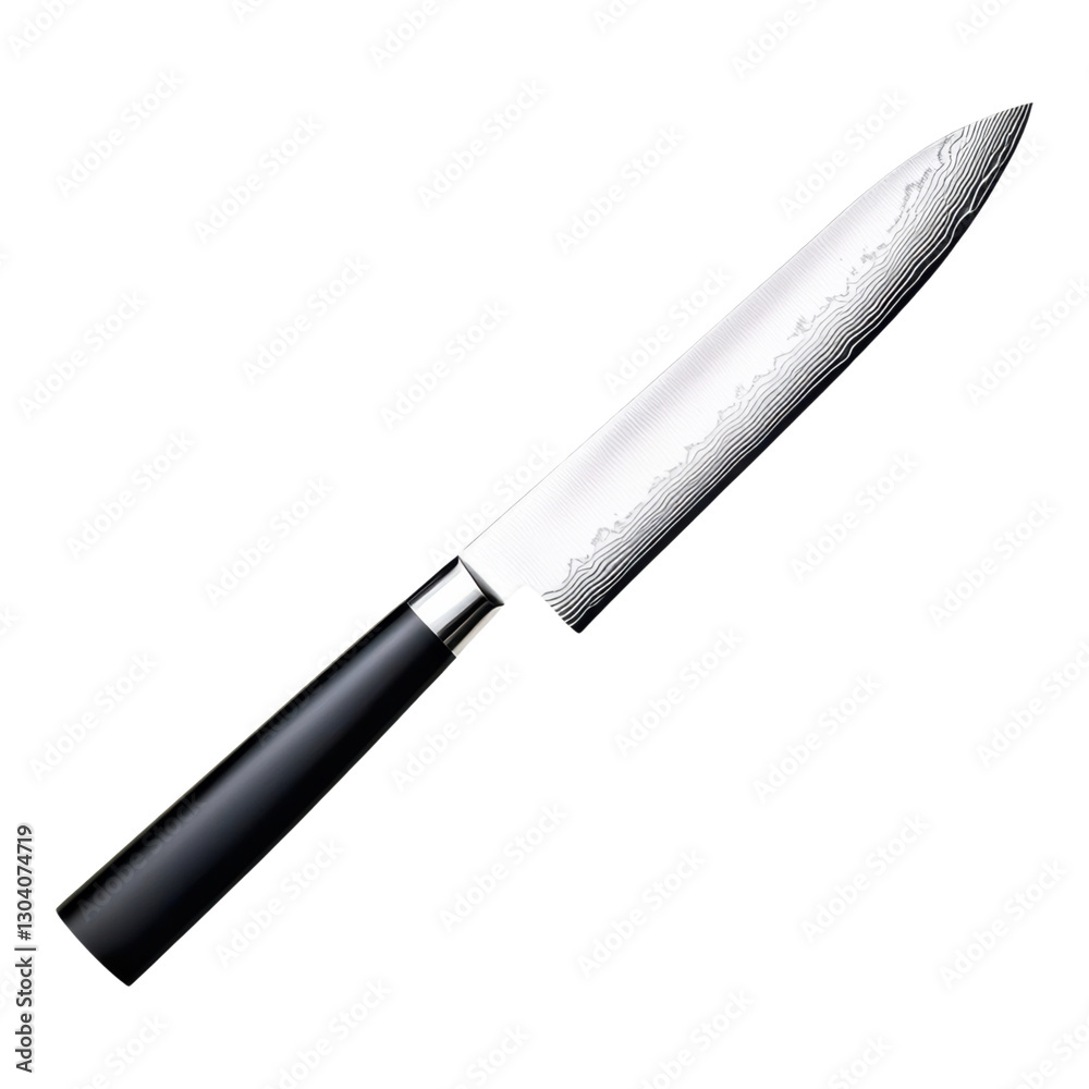 A sleek, high-quality kitchen knife with a textured blade and a comfortable black handle, ideal for precision cutting tasks. A sleek, high-quality kitchen knife with a textured blade and a comfortable black handle, ideal for precision cutting tasks.